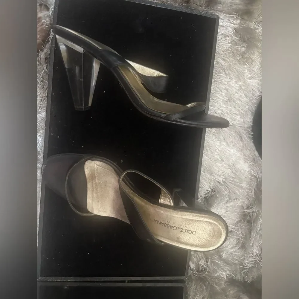 Dolce & gabbana dress shoes clear block heels vintage sandals strappy open toe